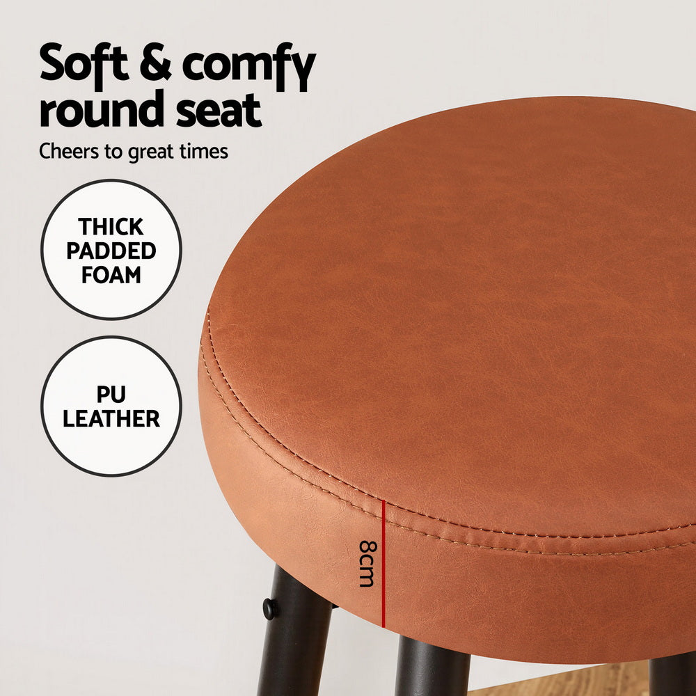 Wren Leather Counter Stool (Set of 4) Brown