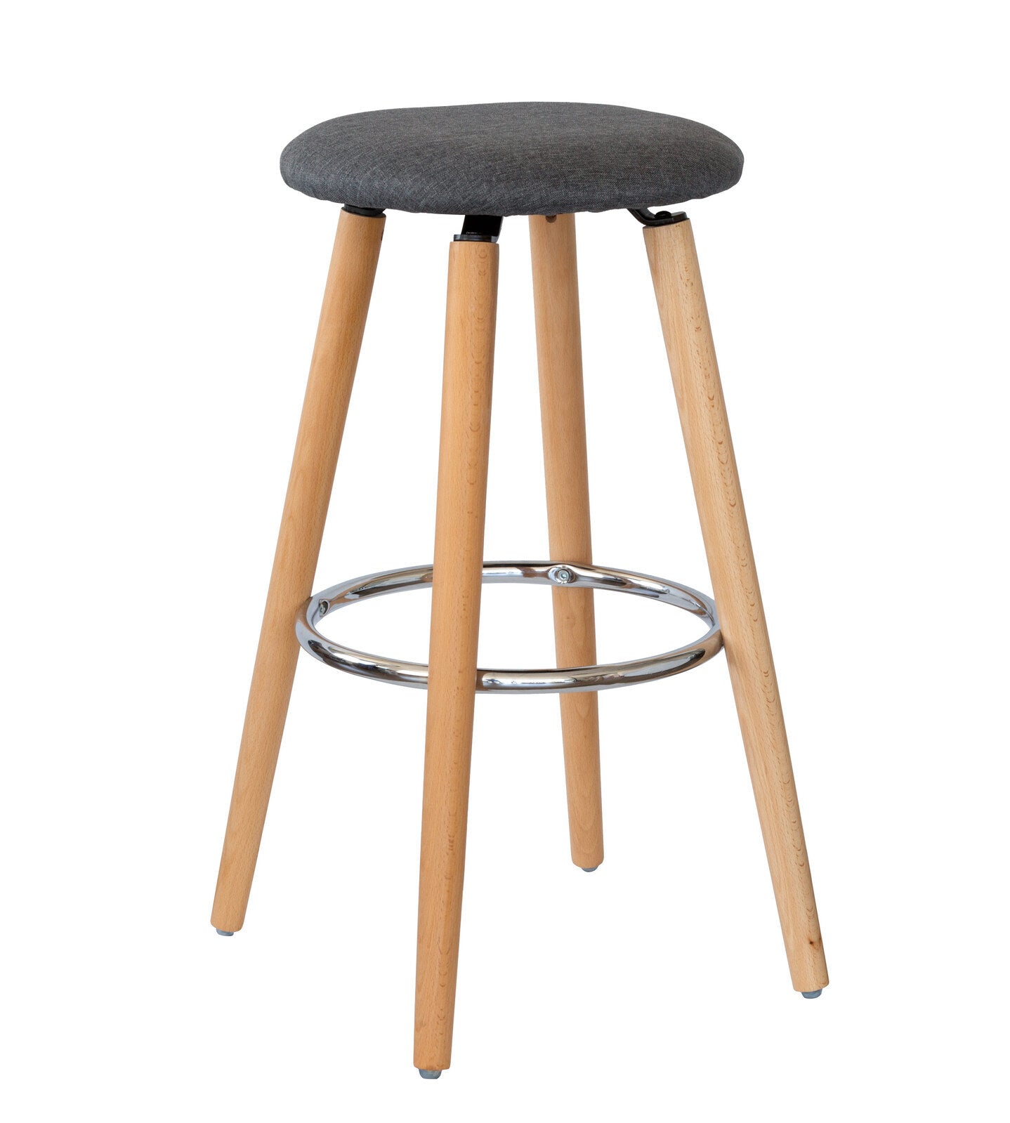 Lark Wooden Bar Stool Padded Grey