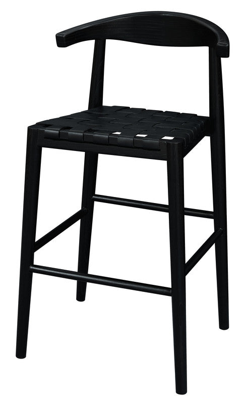 Cliff Leather Bar Stool (Set of 2) Black