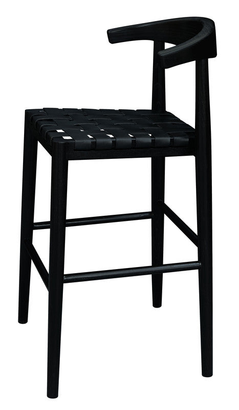 Cliff Leather Bar Stool (Set of 2) Black