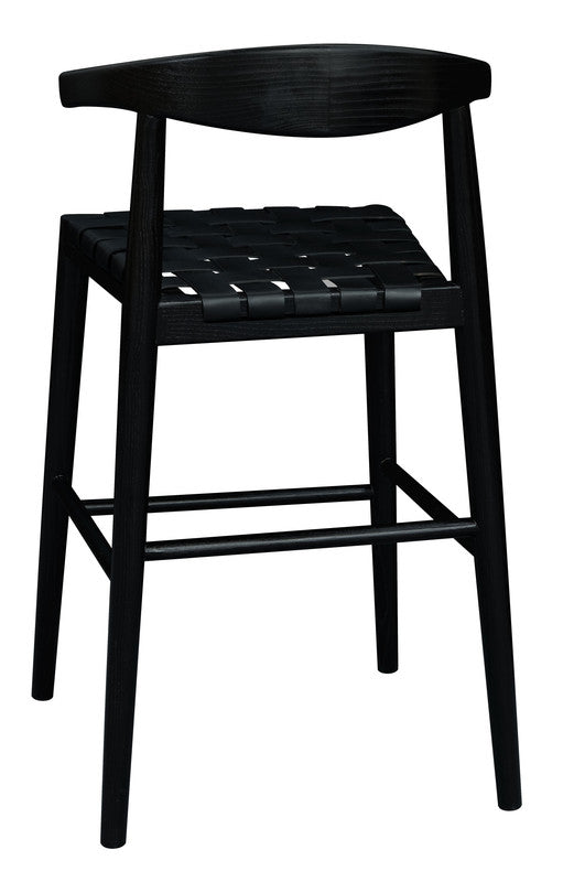 Cliff Leather Bar Stool (Set of 2) Black