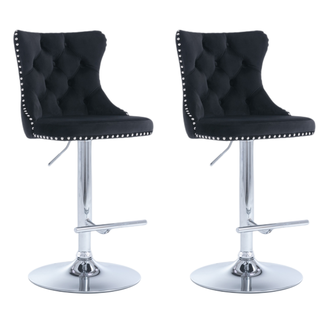 Palmer Velvet Bar Table Swivel Adjustable (Set of 4) Black