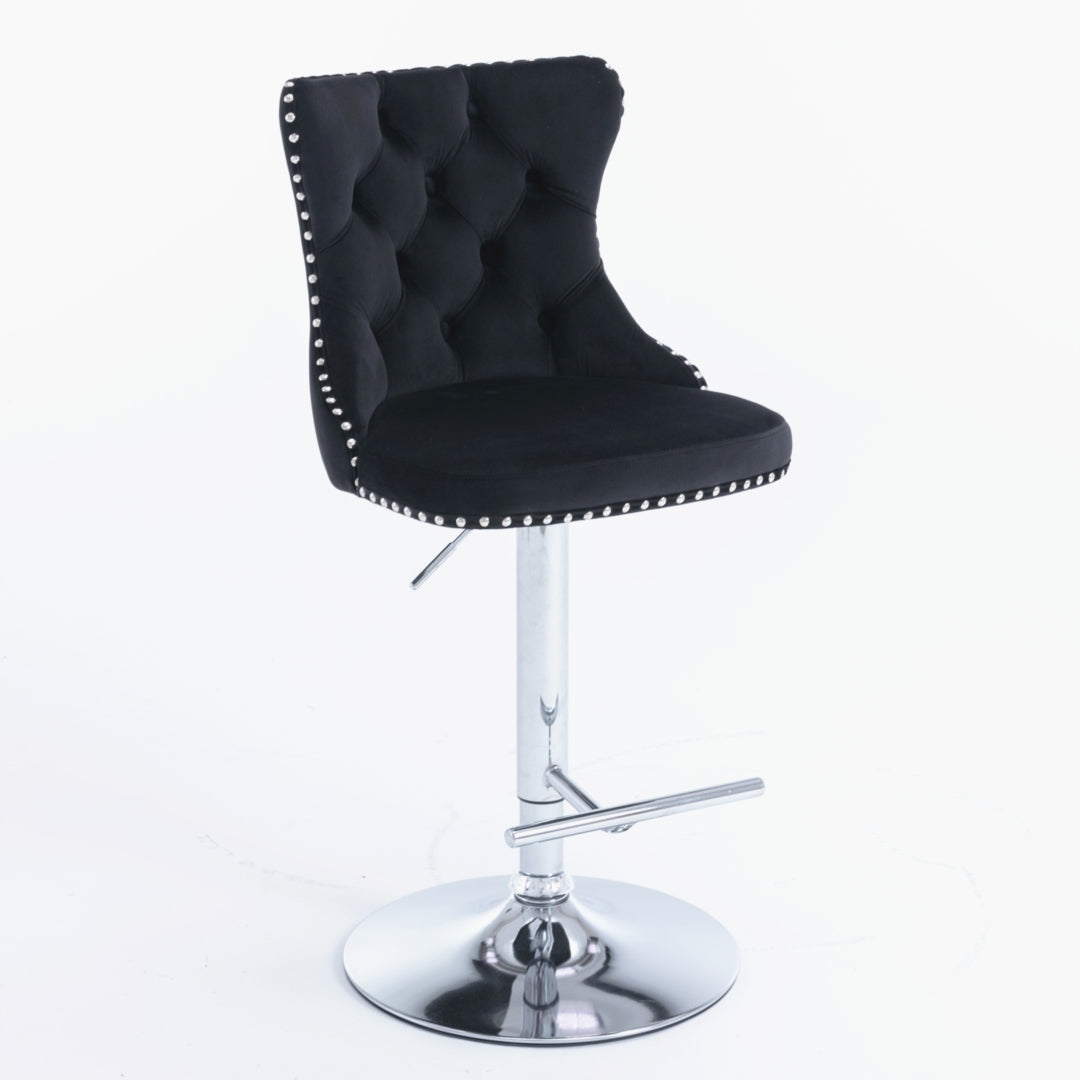 Palmer Velvet Bar Table Swivel Adjustable (Set of 4) Black