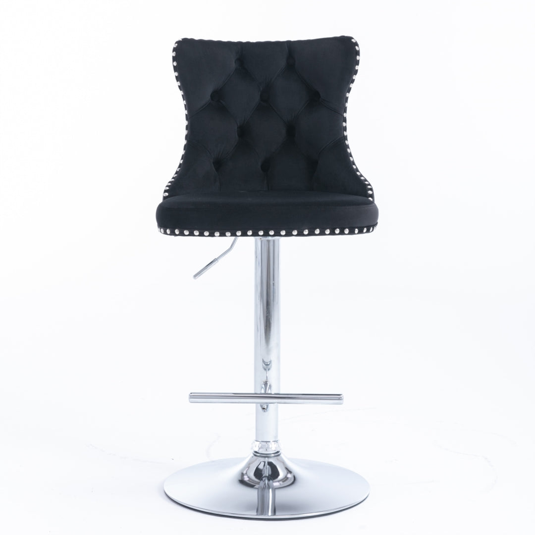 Palmer Velvet Bar Table Swivel Adjustable (Set of 4) Black