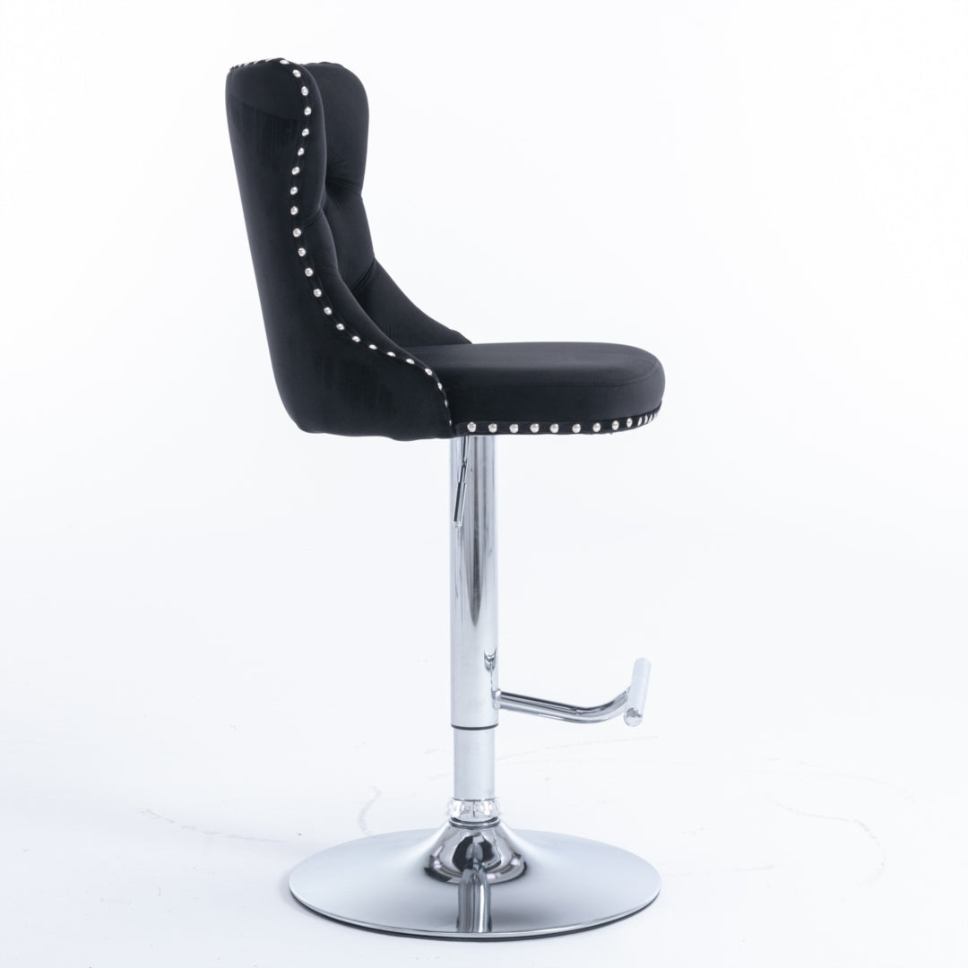 Palmer Velvet Bar Table Swivel Adjustable (Set of 4) Black