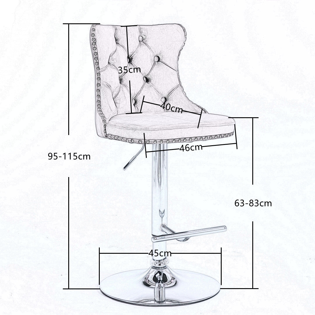 Palmer Velvet Bar Table Swivel Adjustable (Set of 4) Black