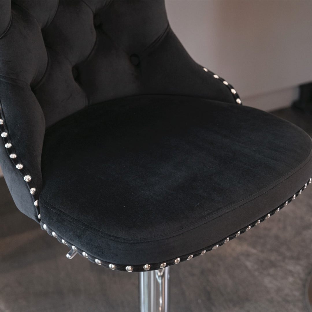 Palmer Velvet Bar Table Swivel Adjustable (Set of 4) Black