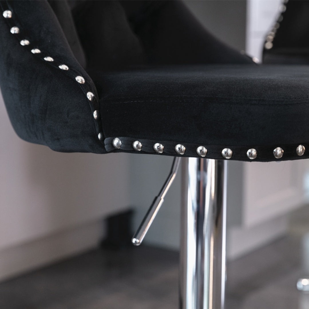 Palmer Velvet Bar Table Swivel Adjustable (Set of 4) Black