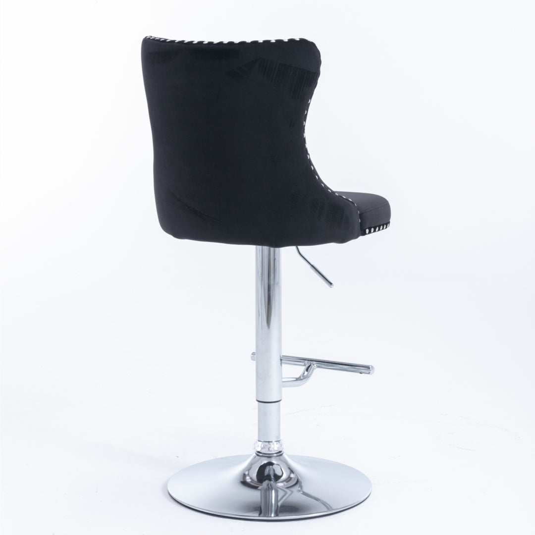 Oak Velvet Bar Table Swivel Adjustable (Set of 2) Black