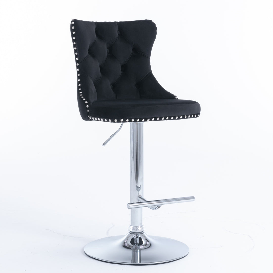 Oak Velvet Bar Table Swivel Adjustable (Set of 2) Black