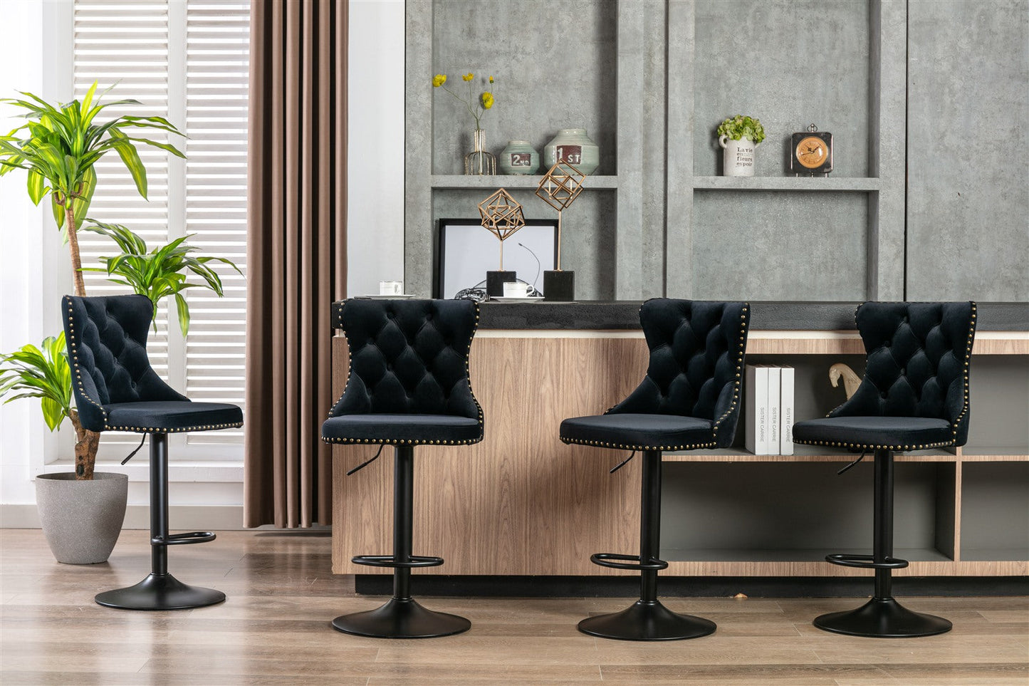 Orion Velvet Bar Table Swivel Adjustable (Set of 4)