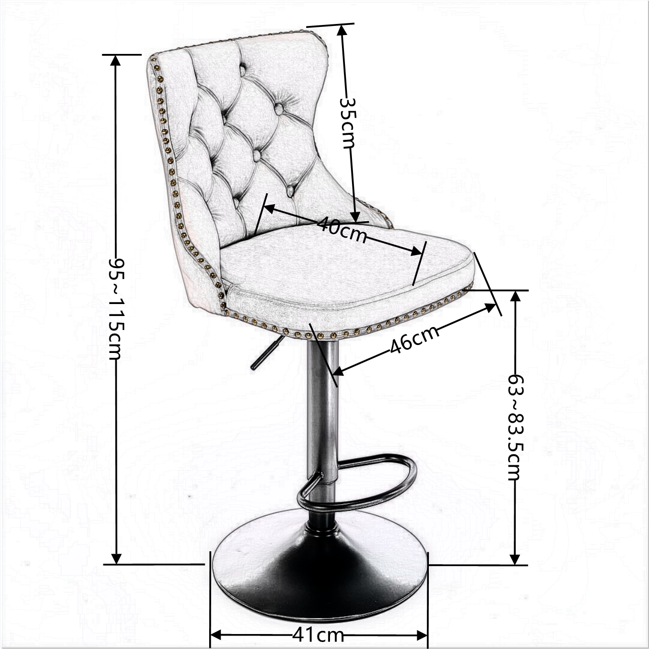 Quinn Velvet Bar Table Swivel Adjustable (Set of 2)