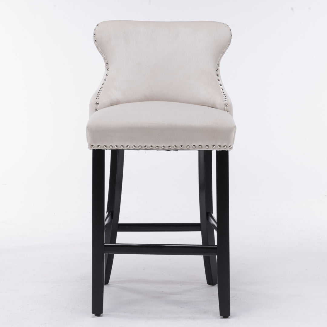 Fenn Velvet Bar Stool (Set of 2) Beige & Red