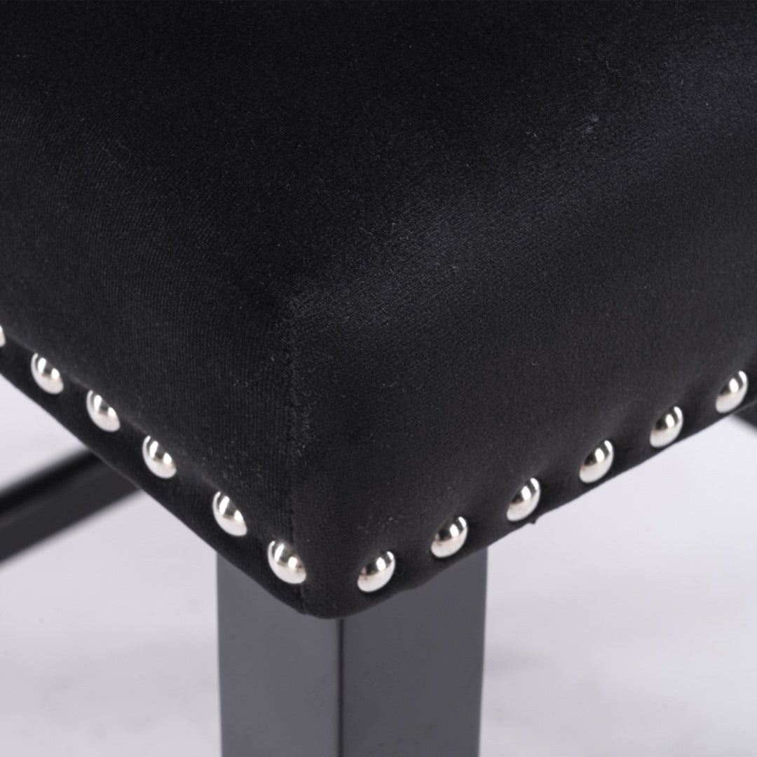 Dirk Velvet Bar Stool (Set of 4) Black & Red