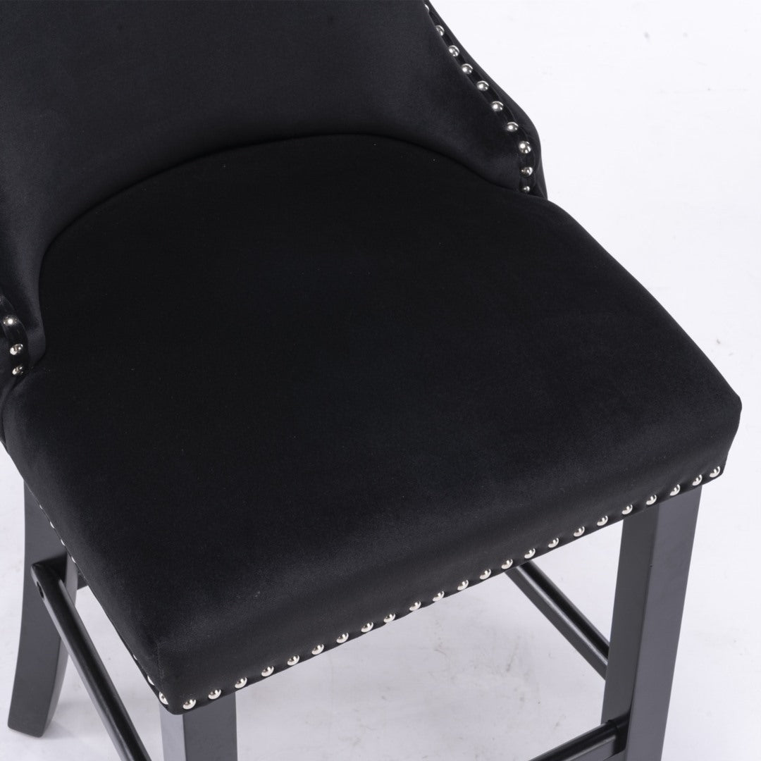 Gus Velvet Bar Stool (Set of 2) Black & Red