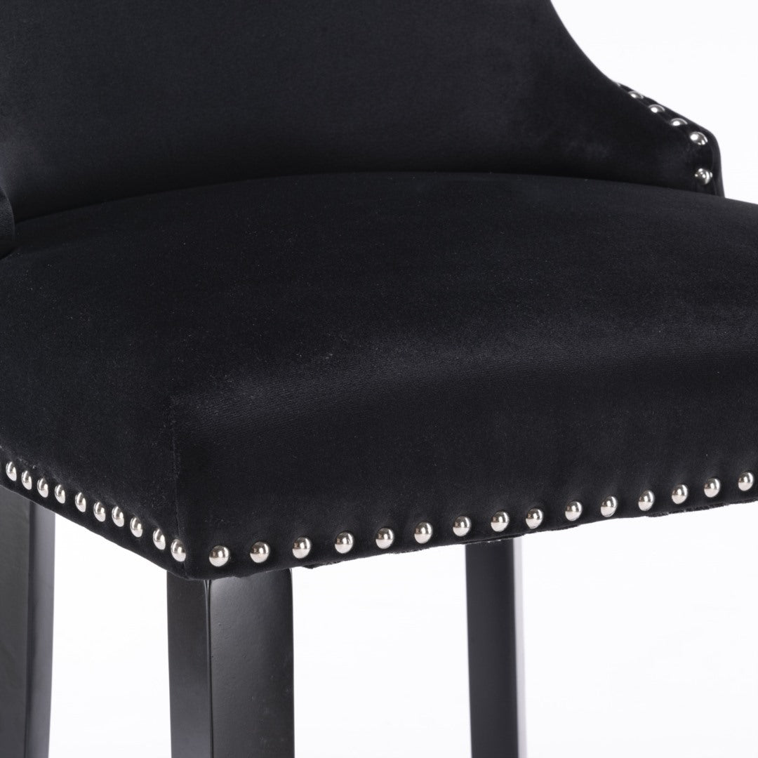 Gus Velvet Bar Stool (Set of 2) Black & Red