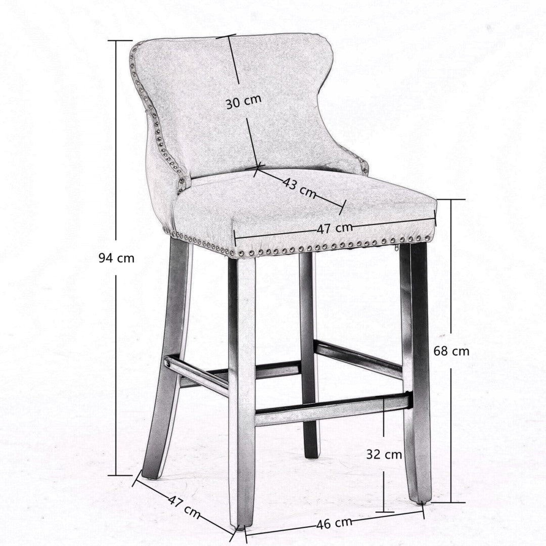 Gus Velvet Bar Stool (Set of 2) Black & Red