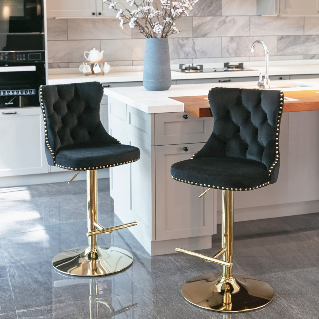 Clay Velvet Bar Table Swivel Adjustable (Set of 4) Black