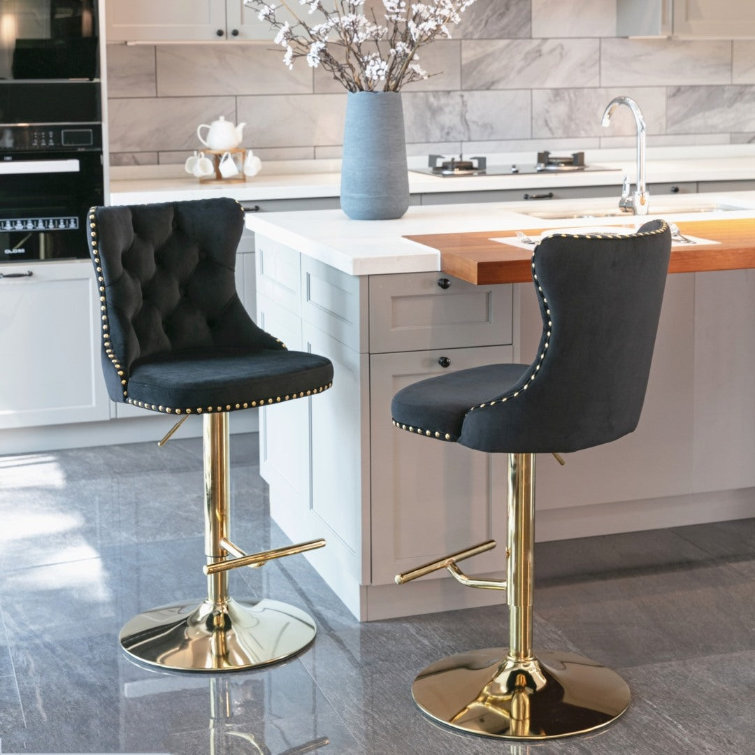 Clay Velvet Bar Table Swivel Adjustable (Set of 4) Black
