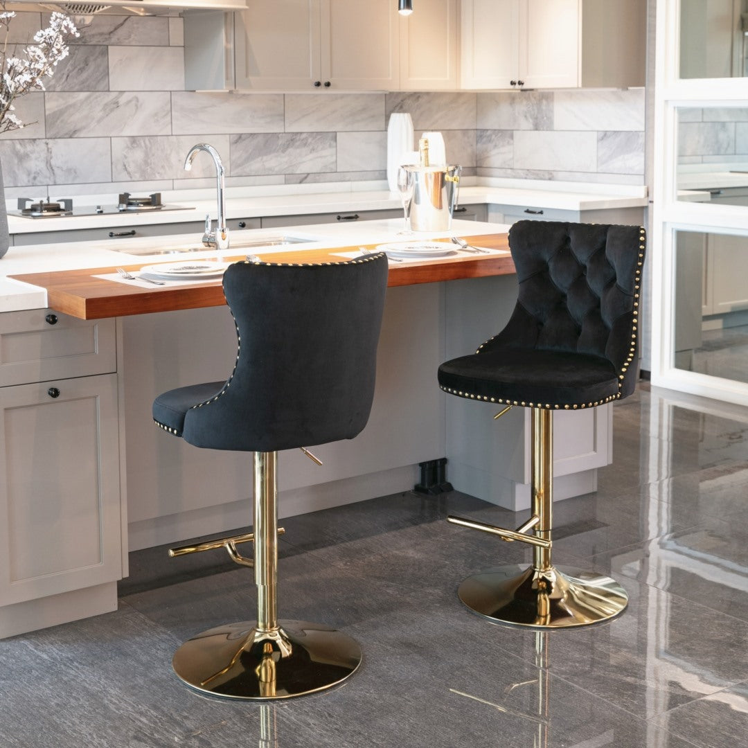 Clay Velvet Bar Table Swivel Adjustable (Set of 4) Black
