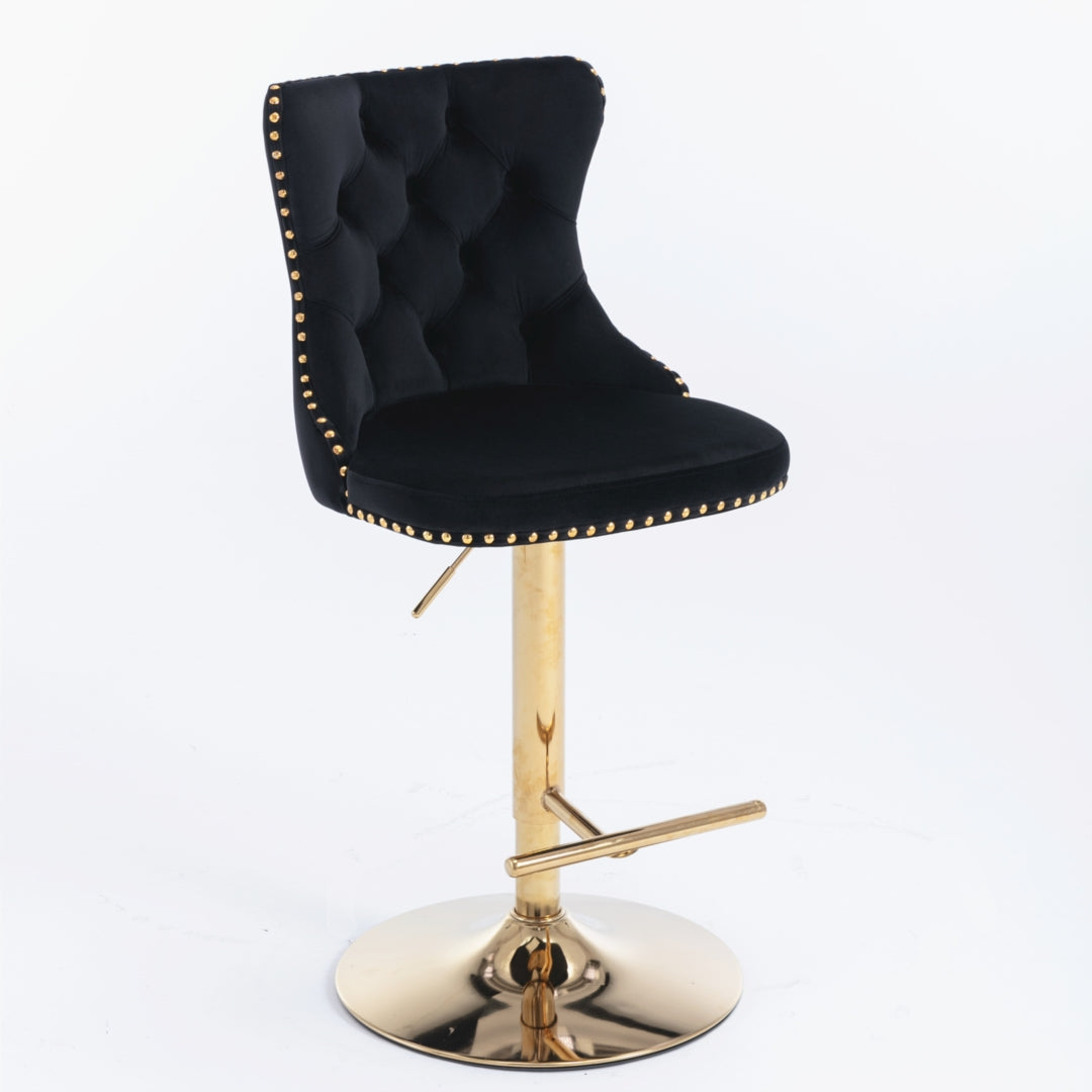 Trent Velvet Bar Table Swivel Adjustable (Set of 2) Black