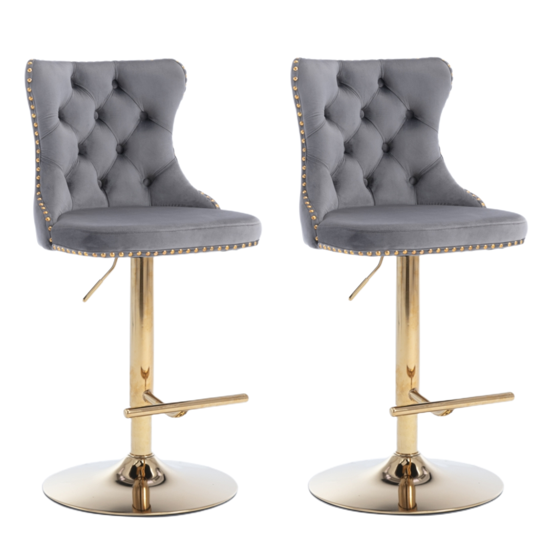 Zara Velvet Bar Table Swivel Adjustable (Set of 4) Grey