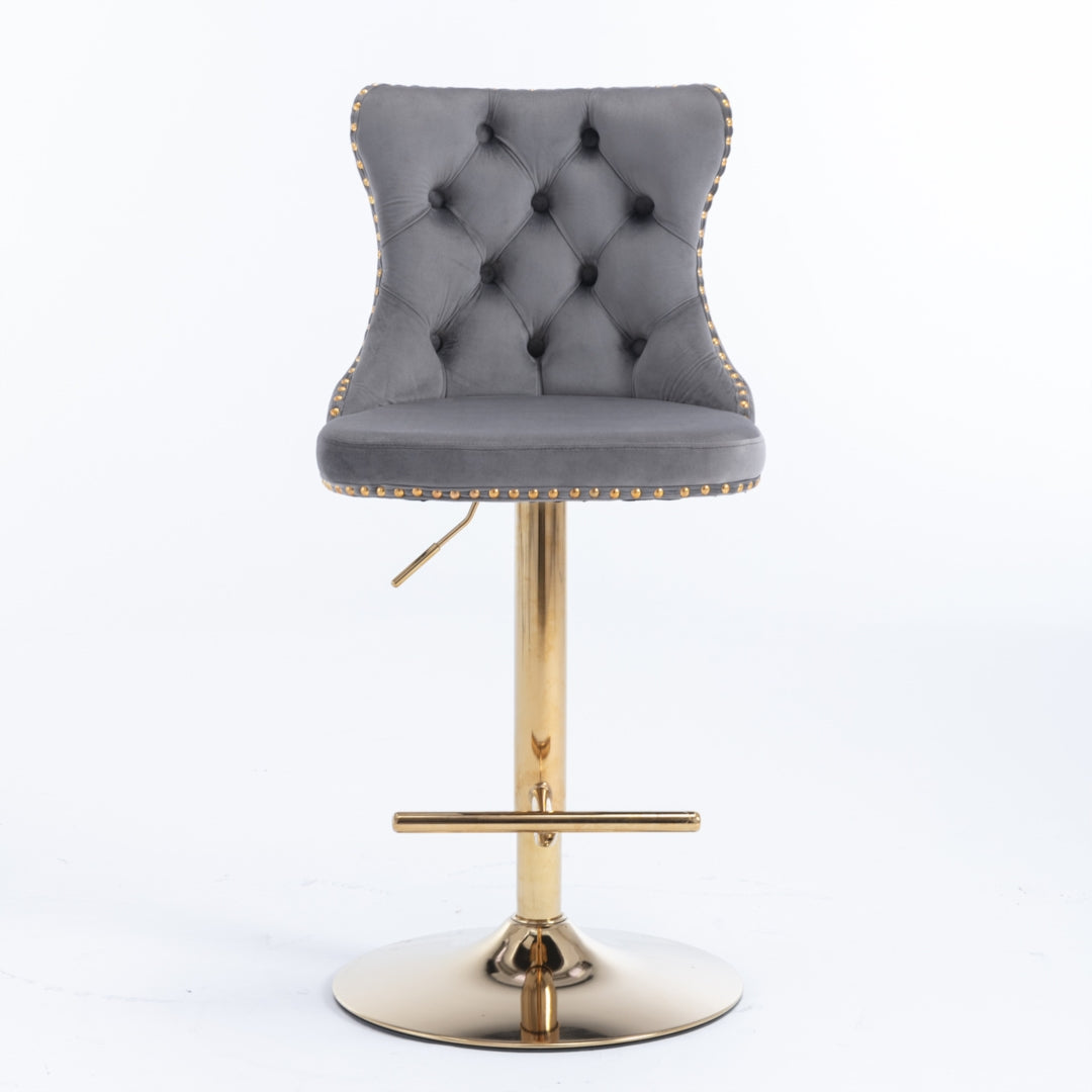 Zara Velvet Bar Table Swivel Adjustable (Set of 4) Grey