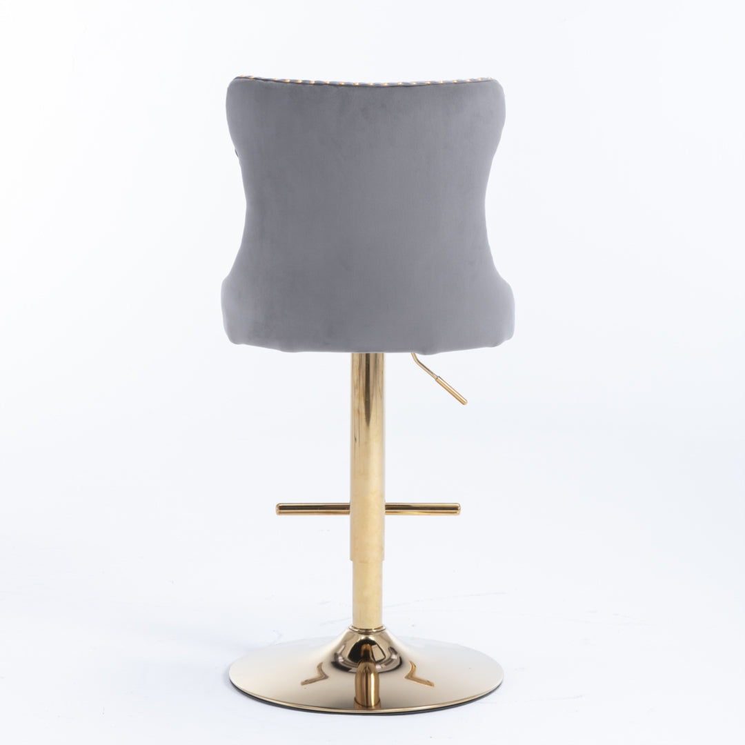 Zara Velvet Bar Table Swivel Adjustable (Set of 4) Grey