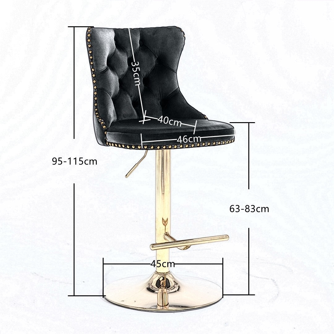 Zara Velvet Bar Table Swivel Adjustable (Set of 4) Grey
