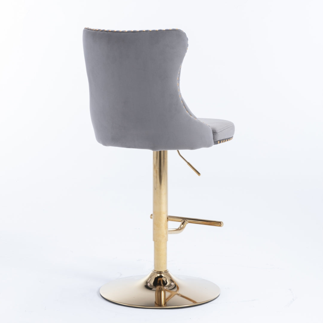 Zara Velvet Bar Table Swivel Adjustable (Set of 4) Grey