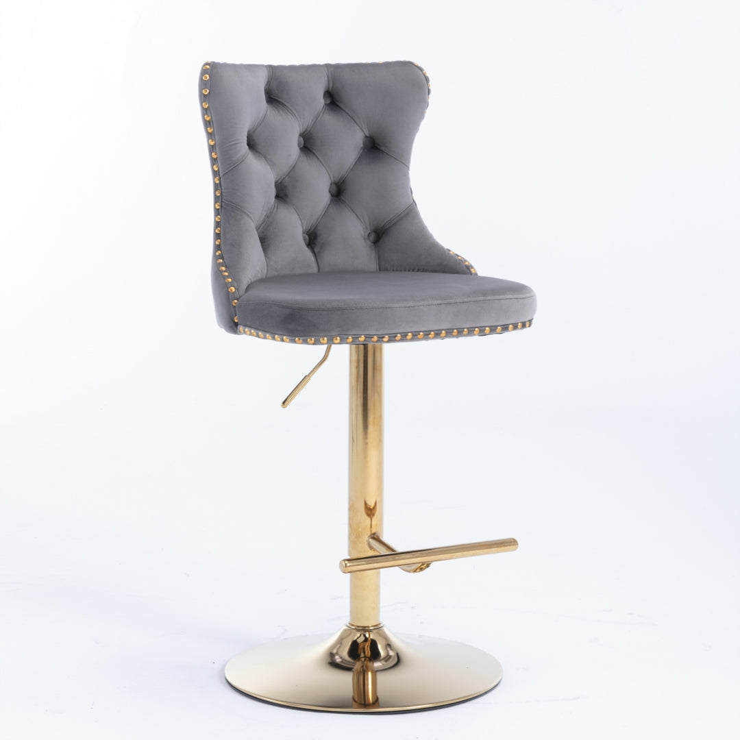 Reed Velvet Bar Table Swivel Adjustable (Set of 2) Grey