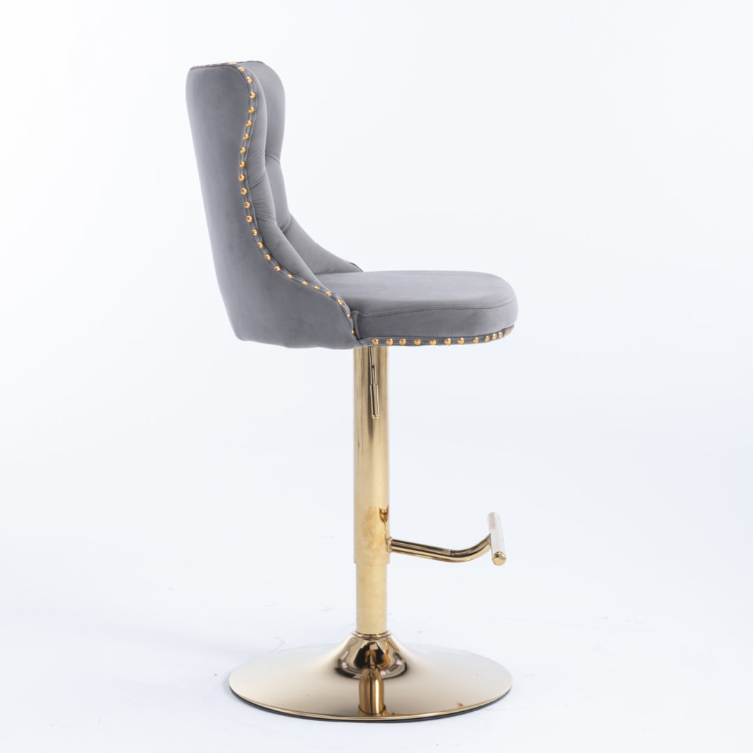 Reed Velvet Bar Table Swivel Adjustable (Set of 2) Grey