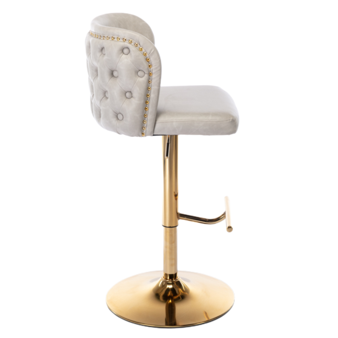 Greyson Leather Bar Stool Swivel (Set of 2) Beige