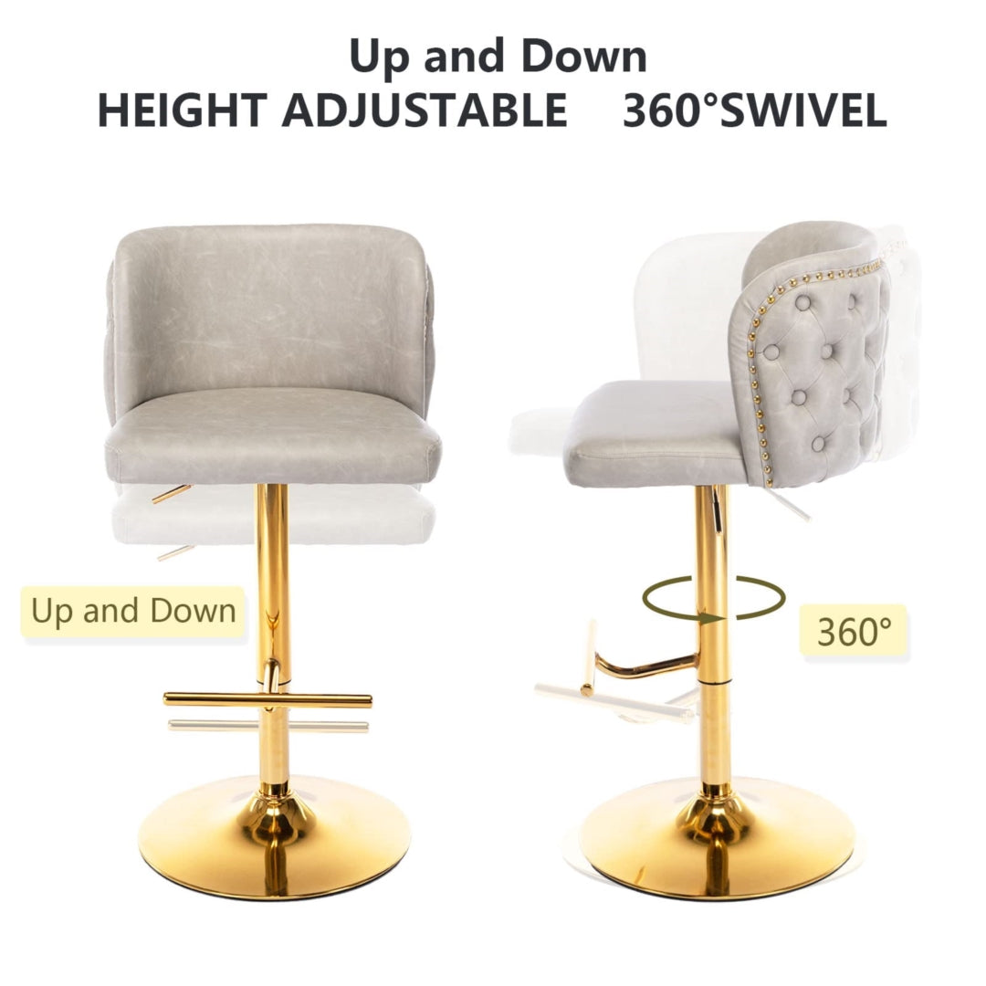Greyson Leather Bar Stool Swivel (Set of 2) Beige