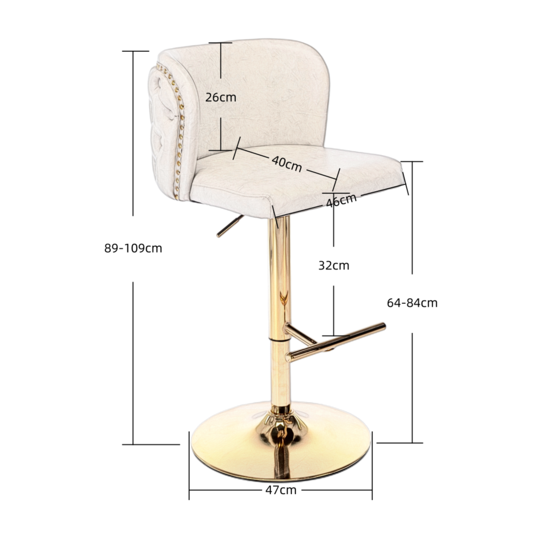 Greyson Leather Bar Stool Swivel (Set of 2) Beige