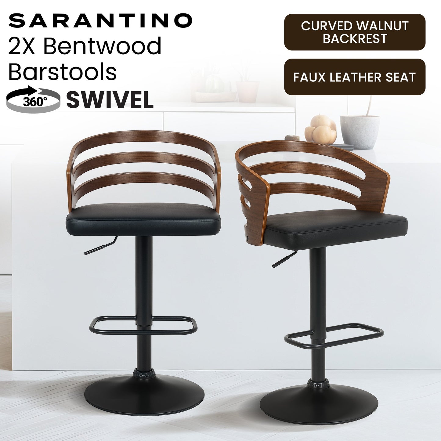 Abel Wooden Bar Table Swivel Adjustable (Set of 2) Walnut