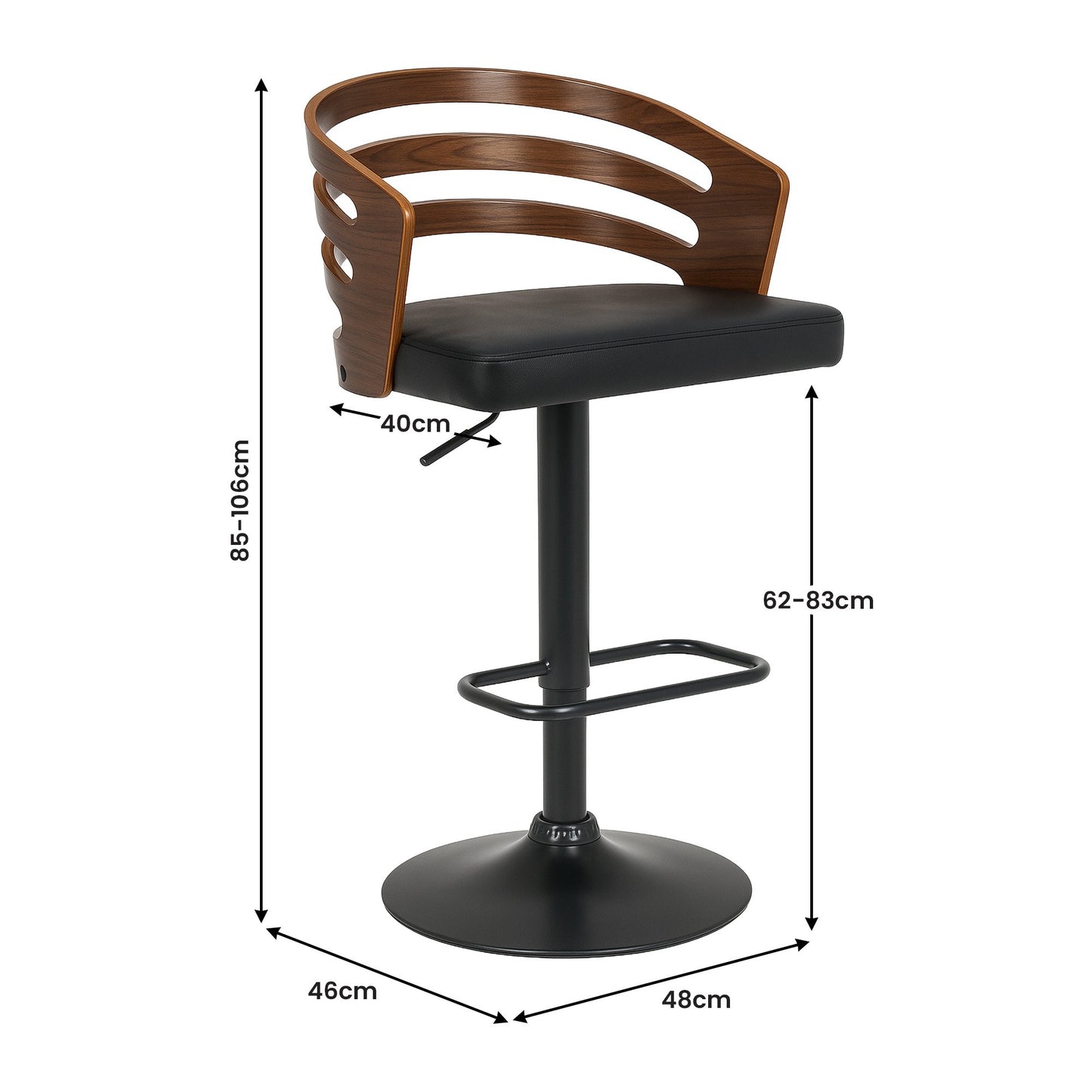 Abel Wooden Bar Table Swivel Adjustable (Set of 2) Walnut