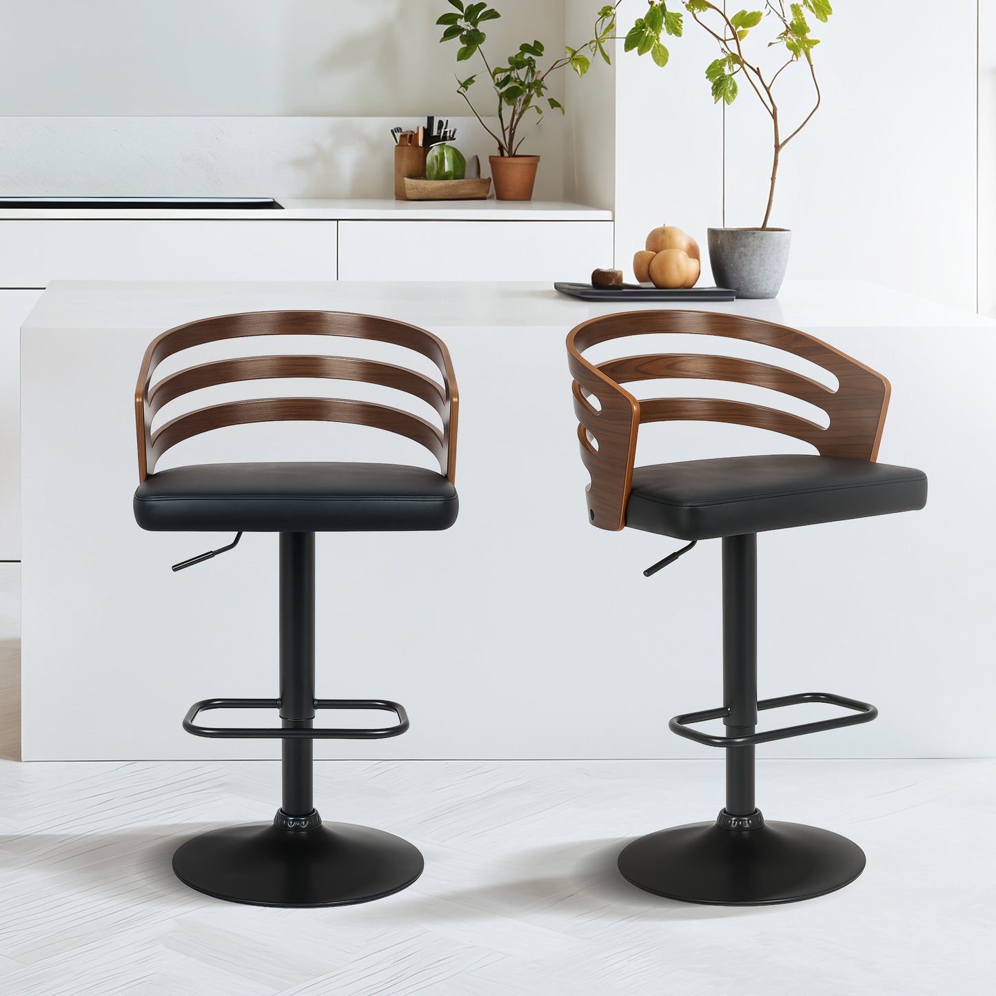 Ewan Leather Bar Stool Walnut