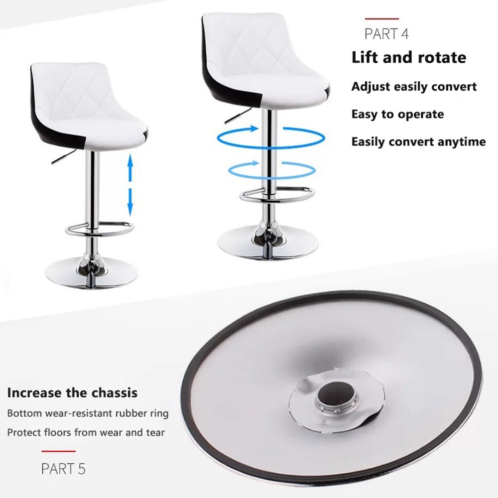 Spencer Leather Counter Stool Swivel Adjustable (Set of 2) Black