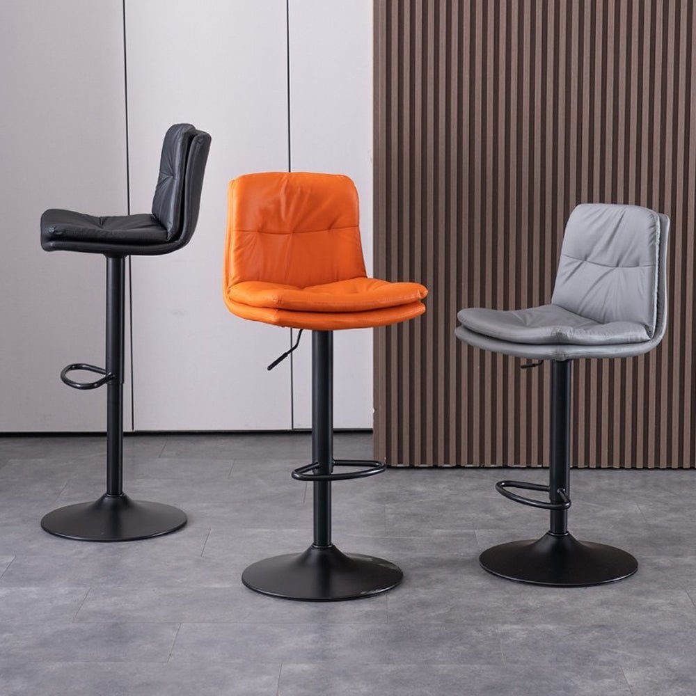 Finley Leather Counter Stool Swivel Adjustable (Set of 2) Black