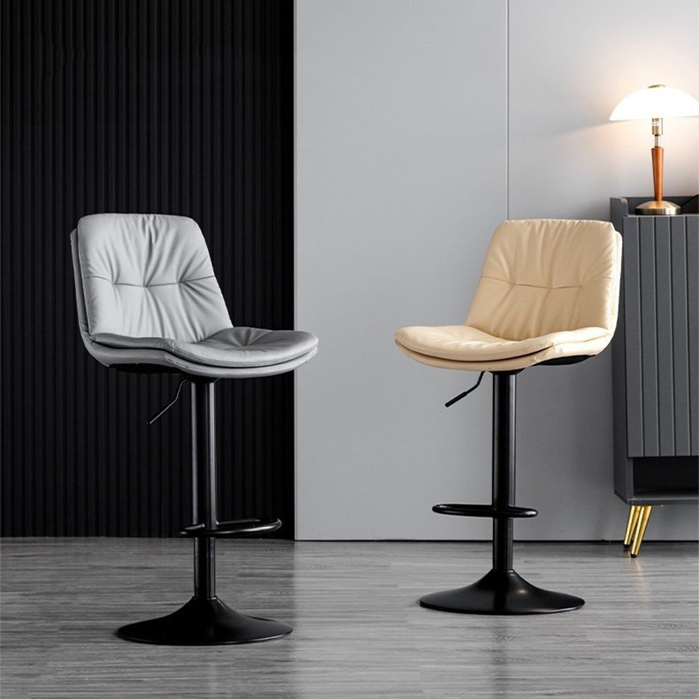Hugh Leather Counter Stool Swivel Adjustable (Set of 2) Brown