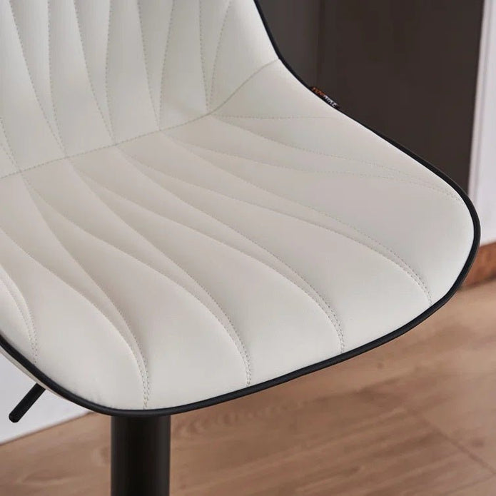 Todd Leather Bar Table Swivel Adjustable (Set of 2) White & Red