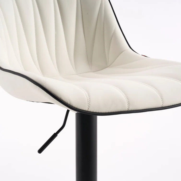 Todd Leather Bar Table Swivel Adjustable (Set of 2) White & Red