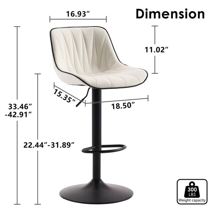 Todd Leather Bar Table Swivel Adjustable (Set of 2) White & Red
