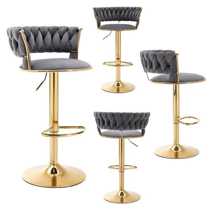 Neil Velvet Bar Table Swivel Adjustable (Set of 2) Grey