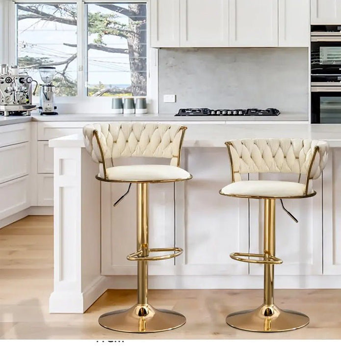Mitchell Velvet Bar Table Swivel Adjustable (Set of 2) Beige