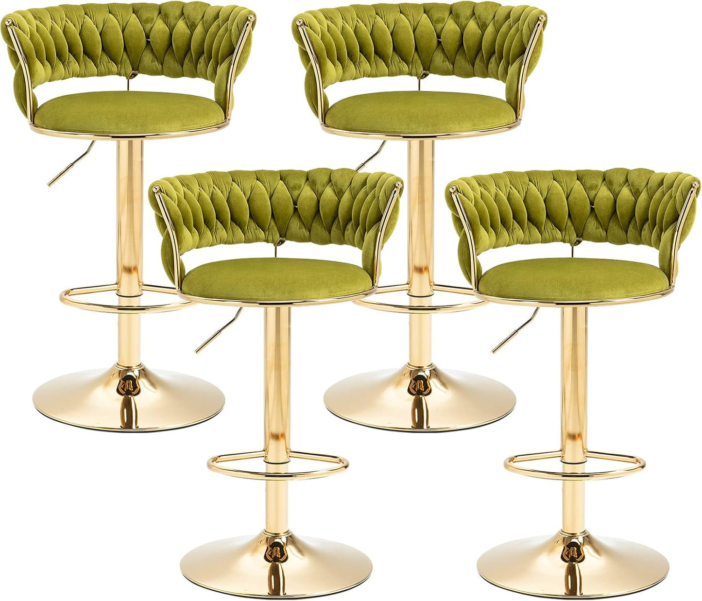 Holden Velvet Bar Table Swivel Adjustable (Set of 2) Green