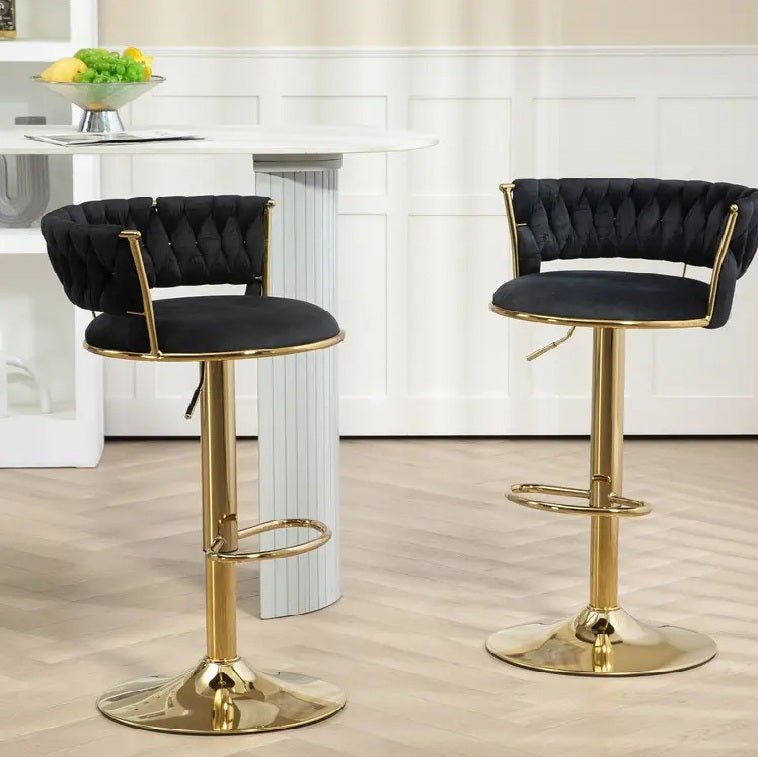 Jules Velvet Counter Stool (Set of 2) Black