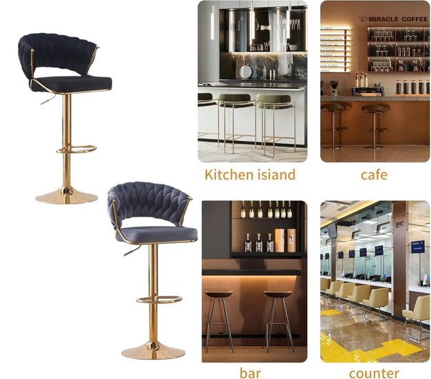 Neve Velvet Bar Stool Padded (Set of 2) Beige