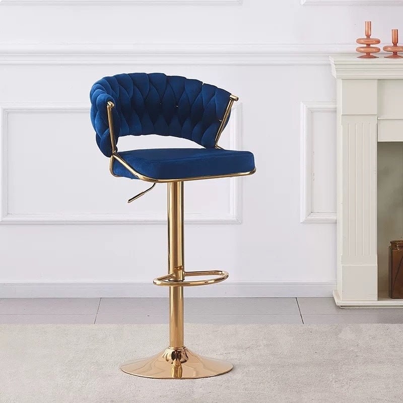 Voss Velvet Bar Stool Padded (Set of 2) Blue